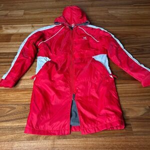 TYR Kids Red Swim Parka L Hooded Full Zip Fleece Lined Jacket
